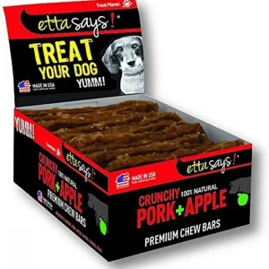Etta Says Dog Treats Crunchy Chew Boxed Bars Grain-Free Pork - Case of 12