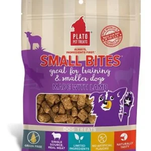 Plato Pet Treats Small Bites Lamb Crunchy Dog Treats - 6 oz Bag