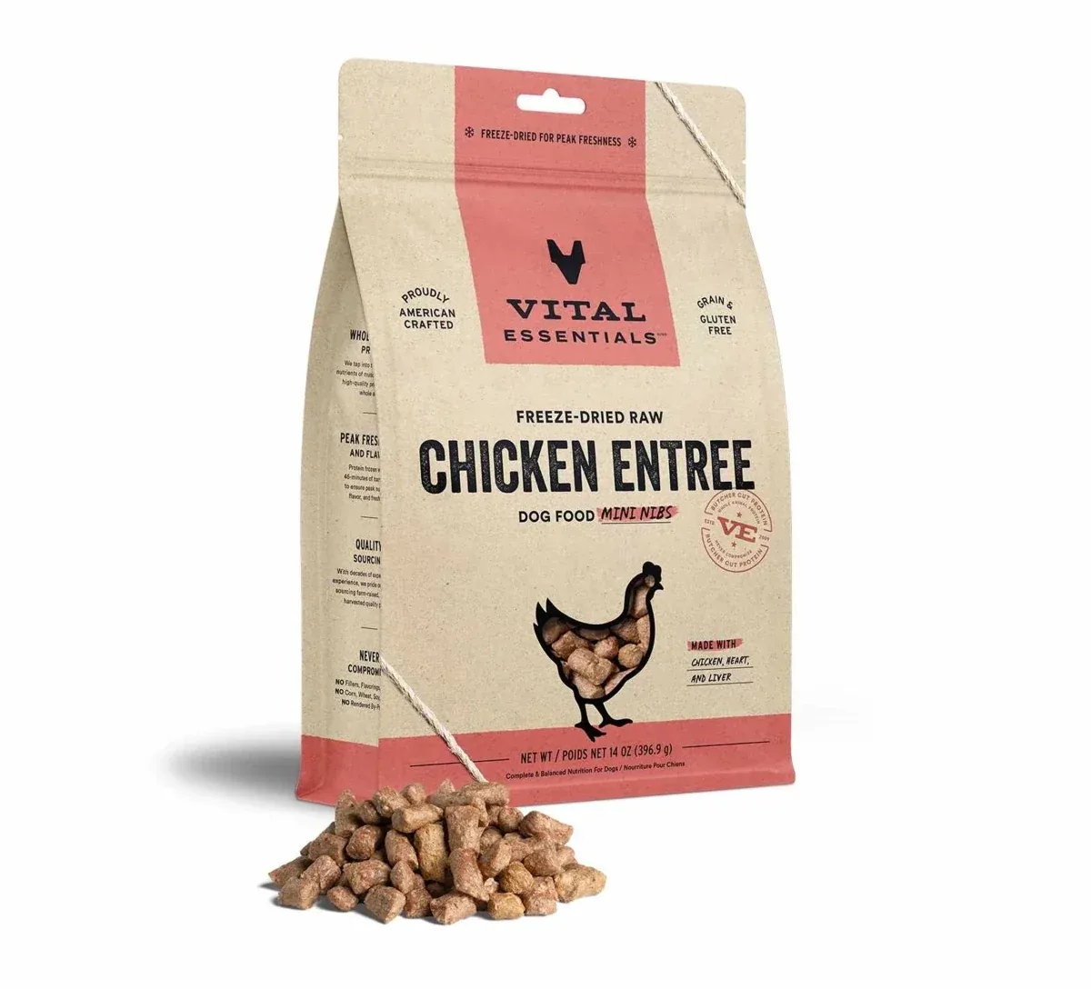 Vital Essentials Freeze-Dried Raw Chicken Entree Dog Food Mini Nibs