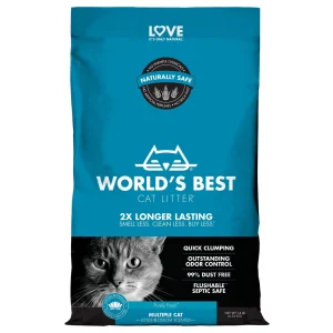 World's Best Cat Litter Blue Bag Multiple Cat Clumping Cat Litter - Lotus Blossom - 14 lb Bag - Case of 3