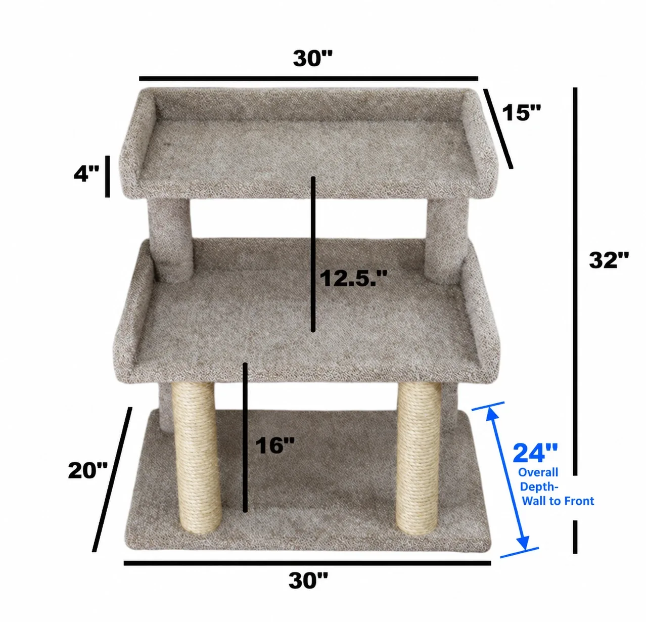 XXL Extra Wide Cat Perch for Large Cats – Solid Wood Heavy Duty Cat Stand - Image 2