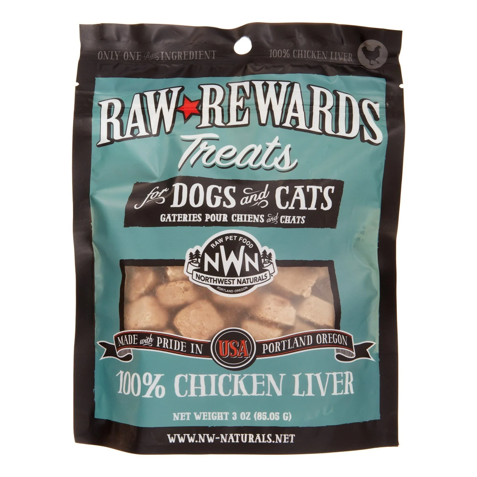Northwest Naturals Freeze Dried Chicken Liver Treat Freeze-Dried Cat and Dog Treats - 3 oz Bag