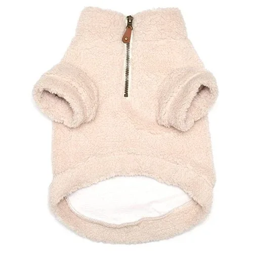 Cream Solid Fleece 1/4 Zip Pullover - Image 2