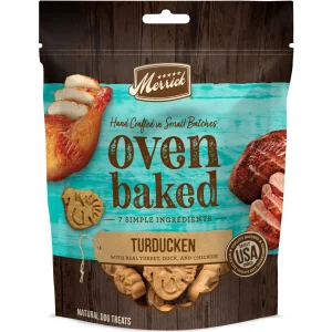 Merrick Treats Oven Baked Turducken with Real Turkey Duck and Chicken Baked Dog Treats - 11 oz