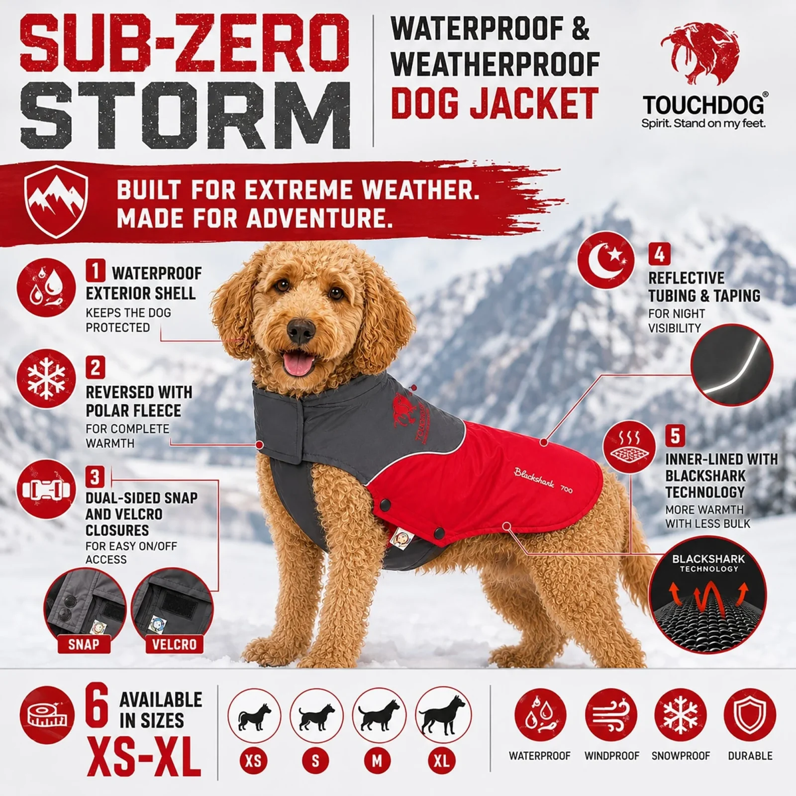 Touchdog ® Subzero-Storm Reflective Year Round Waterproof Dog Coat - Image 2