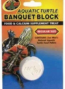 Zoo Med Laboratories Aquatic Turtle Banquet Block Food & Calcium Supplement Treats Regular