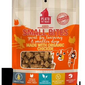 Plato Pet Treats Small Bites Organic Chicken Crunchy Dog Treats - 6 oz Bag