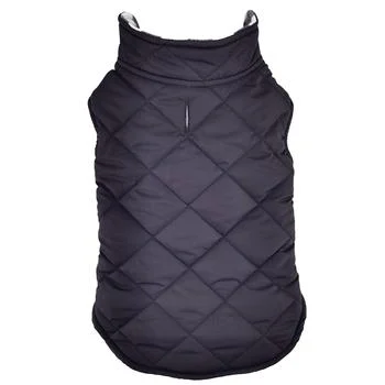Reversible Fleece Lined Puffer Dog Coat - Black and White Plaid - Image 2