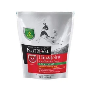 Nutri-Vet Hip and Joint Extra Strength Soft Chews Dog Supplements - 4.2 oz Bag