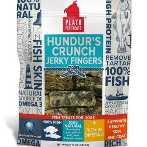 Plato Hundur's Crunch Codfish Skin Jerky Dog Treats - Single Ingredient, Grain-Free (10 oz)