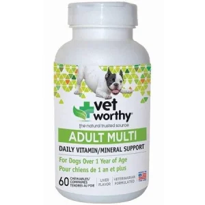 Vet Worthy Puppy Multi-Vitamin Tablet Dog Vitamins and Minerals - 60 ct Capsule Bottle