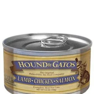 Hound and Gatos Grain-Free Lamb Chicken and Salmon Pate Canned Cat Food - 5.5 Oz - Case of 24