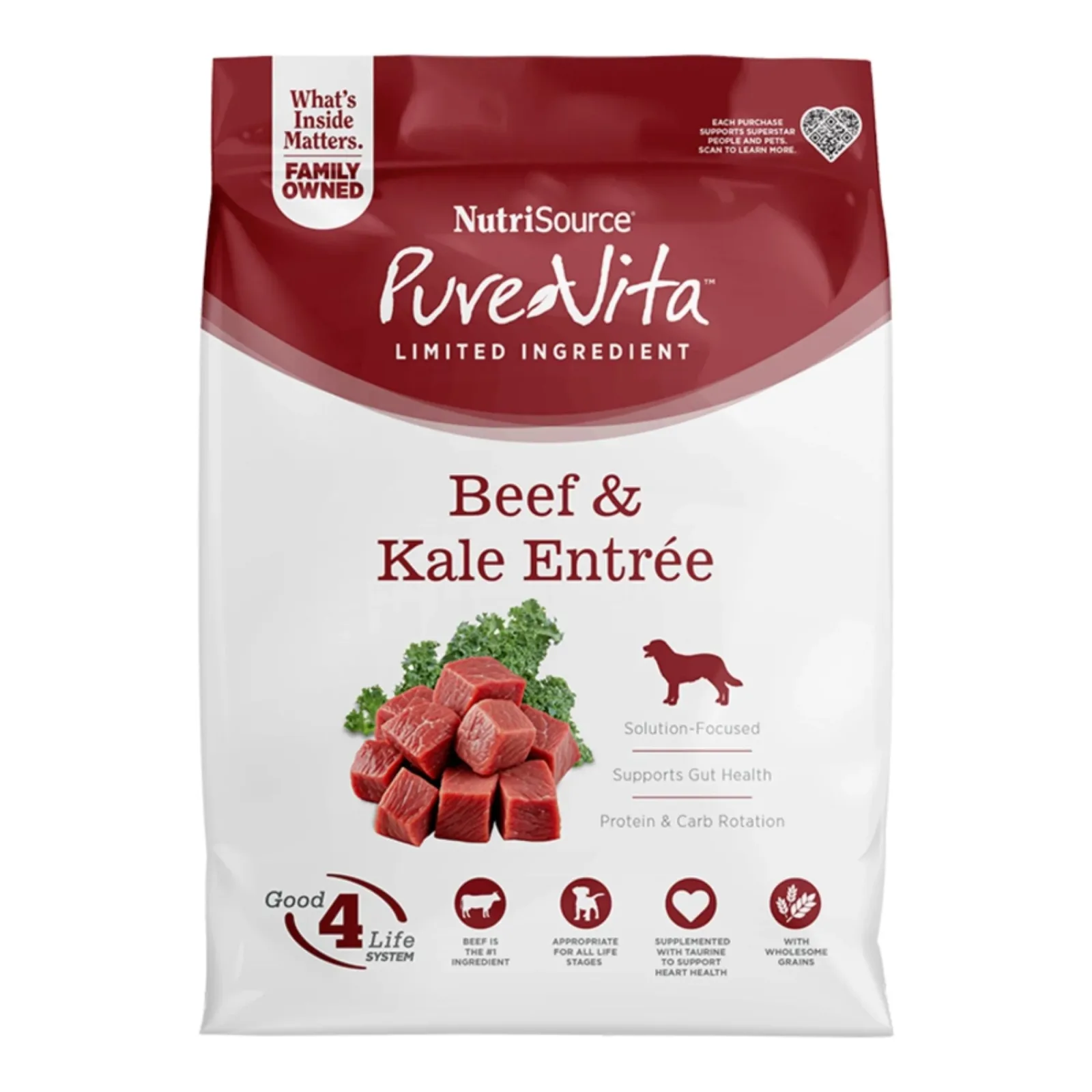 Pure Vita Dog Beef & Kale Dry Dog Food 4 lb