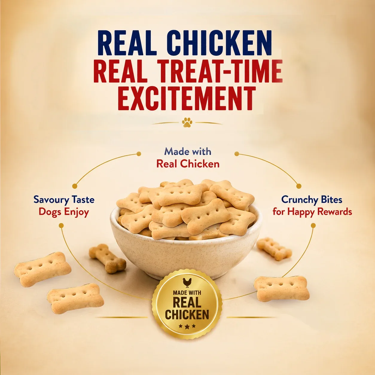 Purepet Chicken Flavour Real Chicken Biscuit Dog Treats Pouch - Image 2