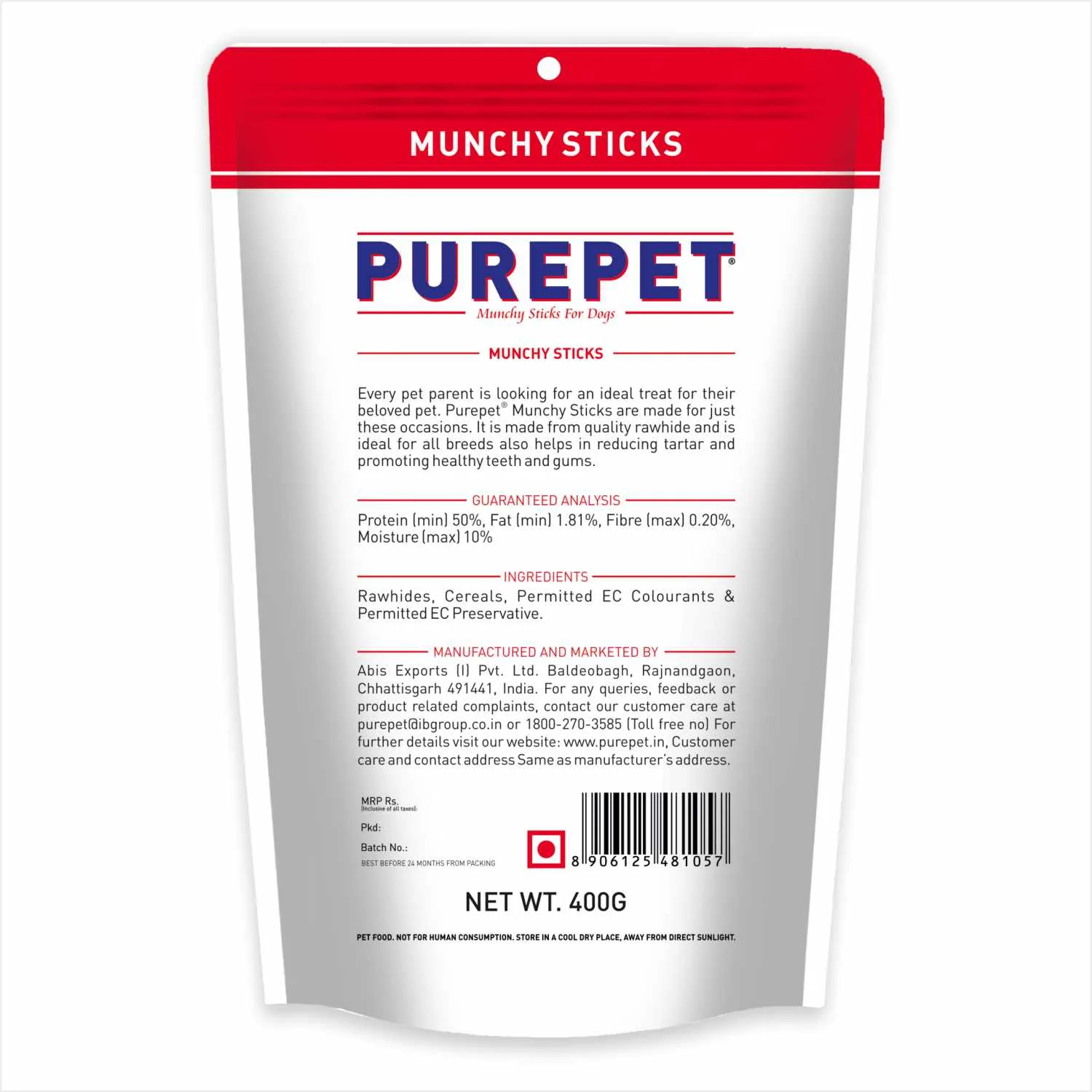 Purepet Mutton Flavour Munchy Sticks Dog Treat - Image 2