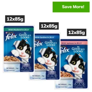 Purina Felix with Mackerel, Sardine and Salmon in Jelly Complete and Balanced Adult Cat Wet Food
