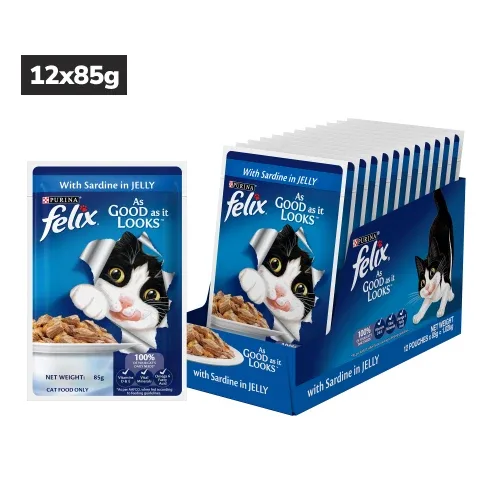 Purina Felix with Sardine, Chicken and Salmon in Jelly Complete and Balanced Adult Cat Wet Food - Image 2