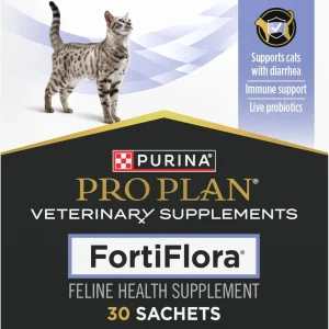 Purina Pro Plan FortiFlora Cat Probiotic – 30 Sachets for Digestive Support