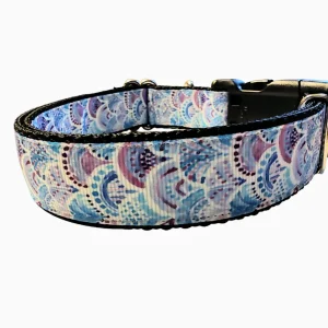 Purple / Blue Fish Mermaid Scales Nylon Dog Collar