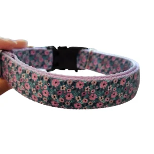 Purple Flower Field Nylon Dog Collar