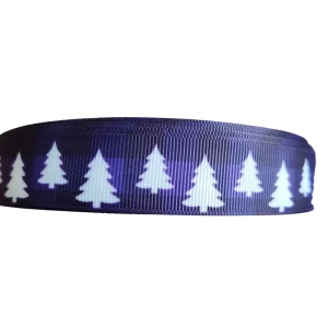 Purple Plaid Trees Nylon Dog Collar