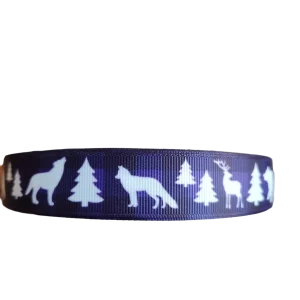 Purple Plaid Wildlife Nylon Dog Collar