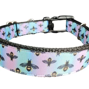 Rainbow Bees Nylon Dog Collar
