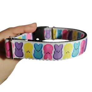 Rainbow Bunny Easter Nylon Dog Collar