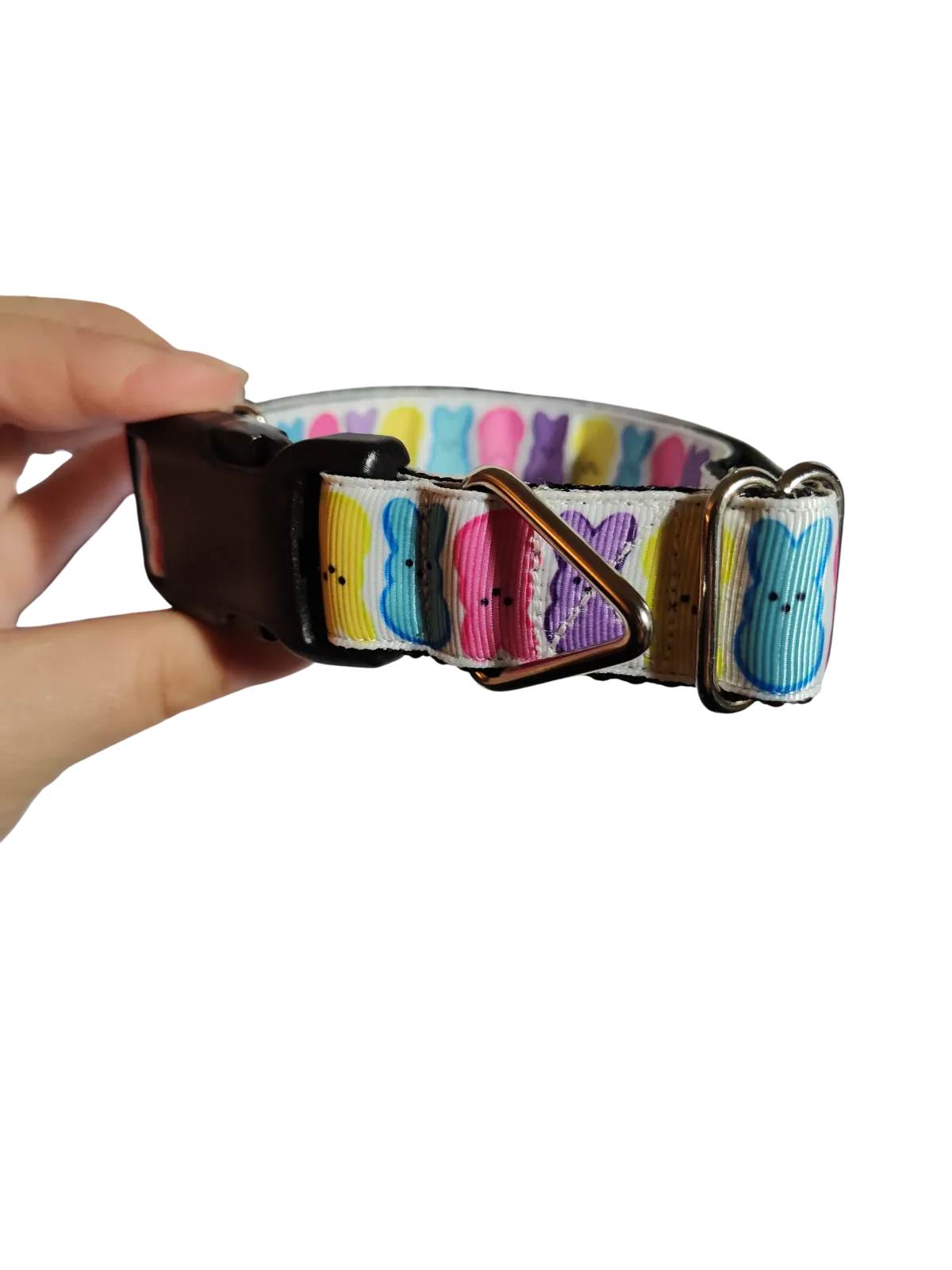 Rainbow Bunny Easter Nylon Dog Collar - Image 2