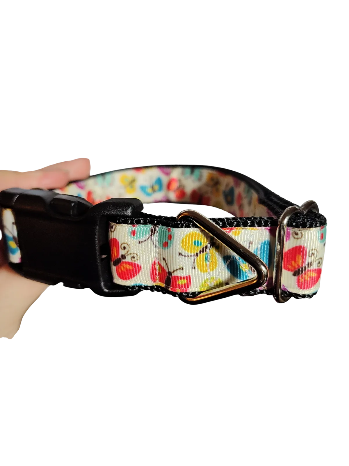 Rainbow Butterflies Nylon Dog Collar - Image 2