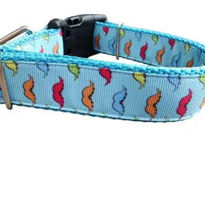 Rainbow Mustaches Nylon Dog Collar