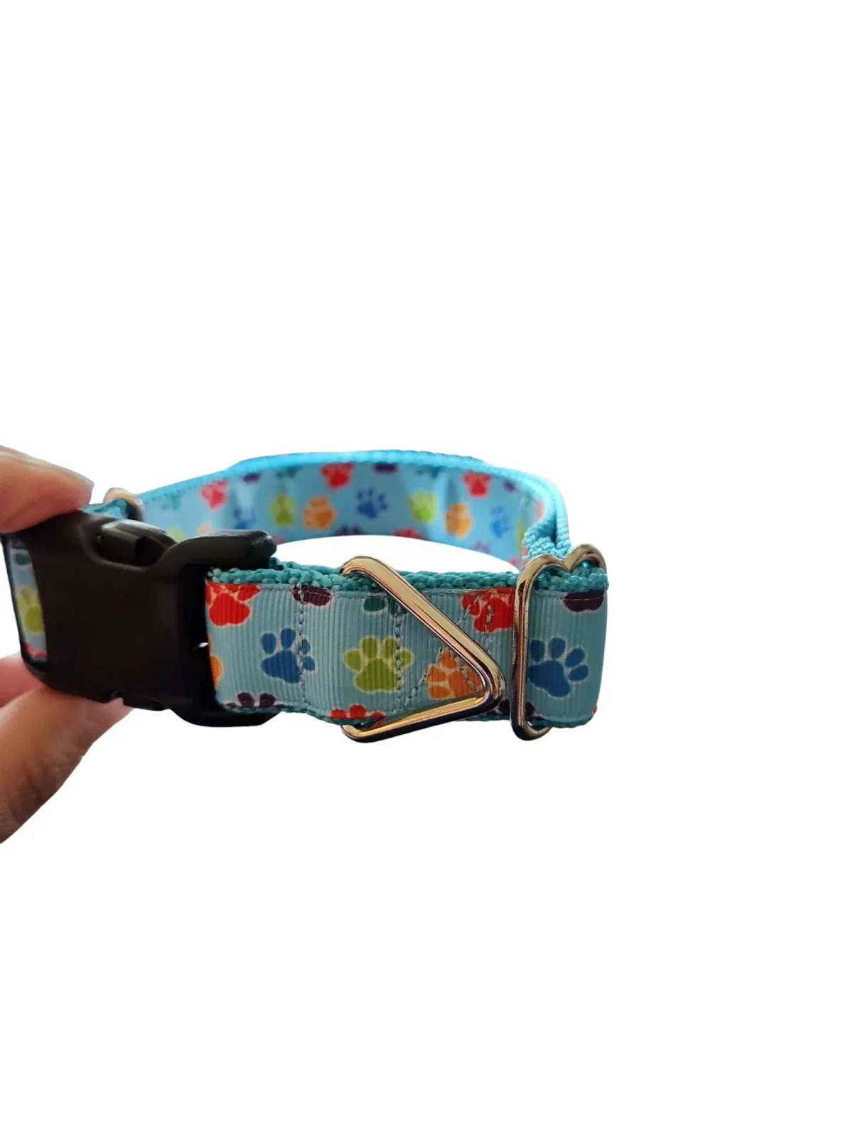 Rainbow Paw Prints Nylon Dog Collar - Image 2