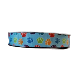 Rainbow Paw Prints Nylon Dog Collar