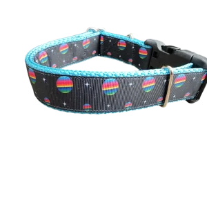 Rainbow Planets Nylon Dog Collar