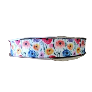 Rainbow Poppy Flowers Nylon Dog Collar