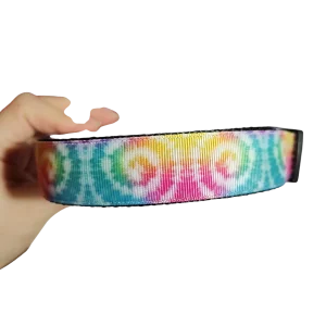 Rainbow Wave Tie Dye Nylon Dog Collar