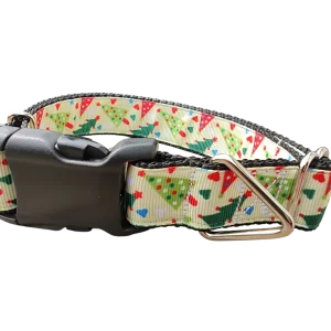 Red and Green Christmas Trees Nylon Dog Collar