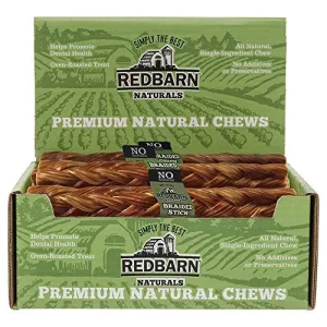 Red Barn Braided Bully Sticks Natural Dog Chews - 9 Inches - Large - 25 Count