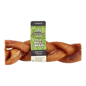 Red Barn Bully Stick Braided Natural Dog Chews - 5 Inches - 30 Count