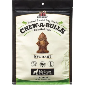 Red Barn Dog Chew-A-Bull Hydrant Dental Dog Chews - Medium - 12 Pack