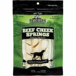 Red Barn Grain-Free Beef Cheek Springs Natural Dog Chews - 3 Pack