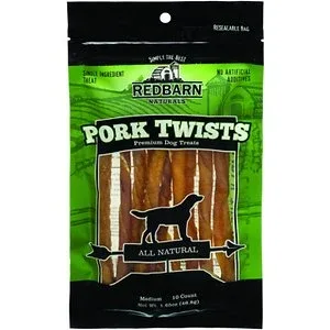 Red Barn Pork Skin Twists Natural Dog Chews - 10 Pack