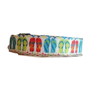 Red, Blue, Green, Flip Flops Nylon Dog Collar