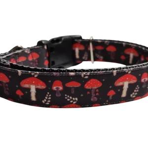 Red Mushrooms Nylon Dog Collar