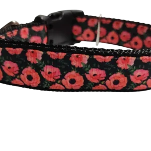 Red Poppy Flowers Nylon Dog Collar