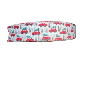 Red Truck Trees Nylon Dog Collar, Leash
