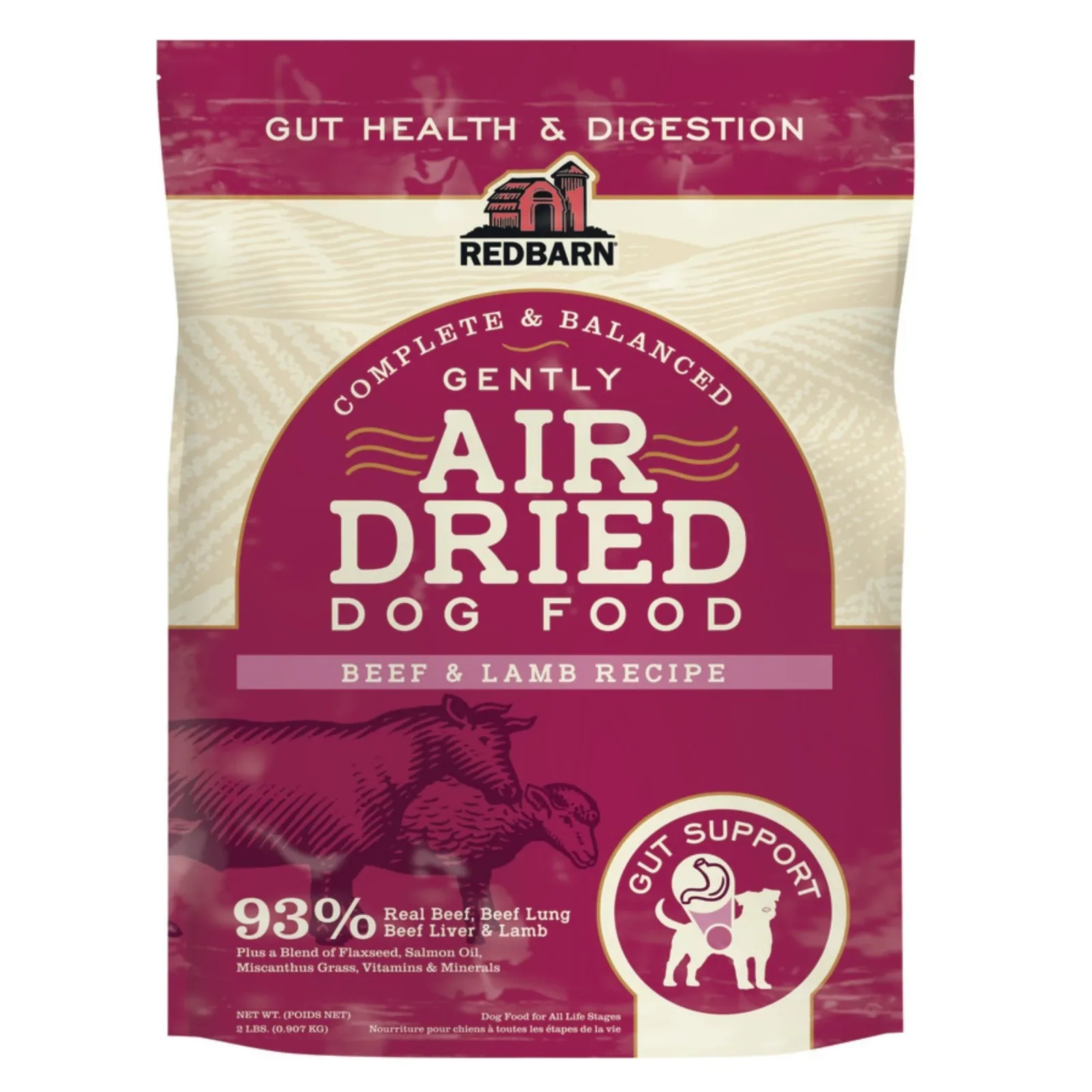 Redbarn Pet Products Air Dried Gut Support Dry Dog Food Beef & Lamb, 2 lb