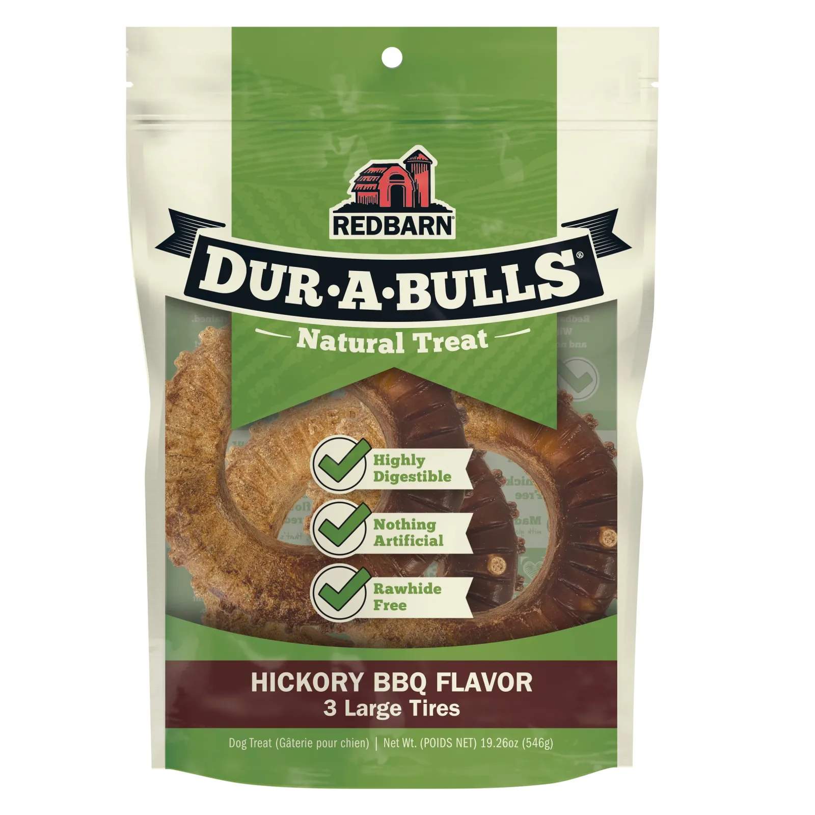 Redbarn Pet Products Dur-A-Bulls Tire Hickory BBQ 3Ct, Large