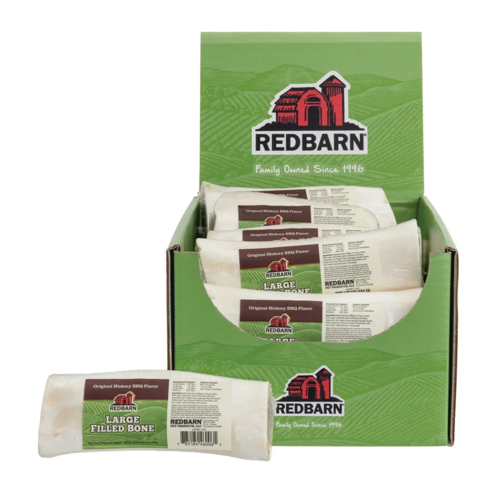 Redbarn Pet Products Filled Bone Dog Treat Original Hickory BBQ Large, 15 ct