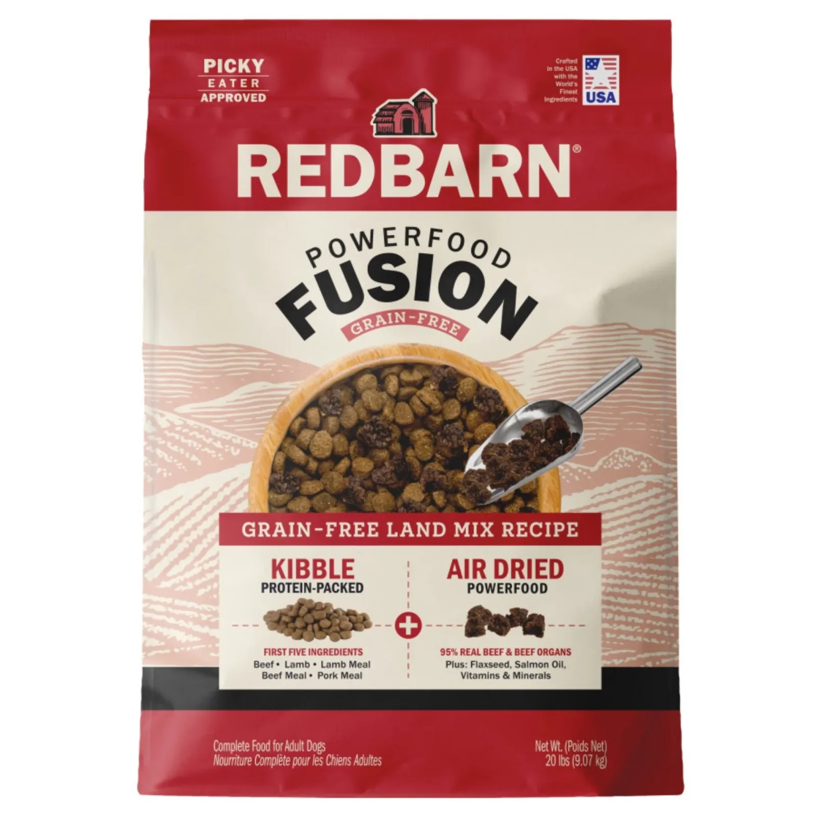 Redbarn Pet Products Powerfood Fusion Grain-Free Dry Dog Food Land Mix Beef, 20 lb